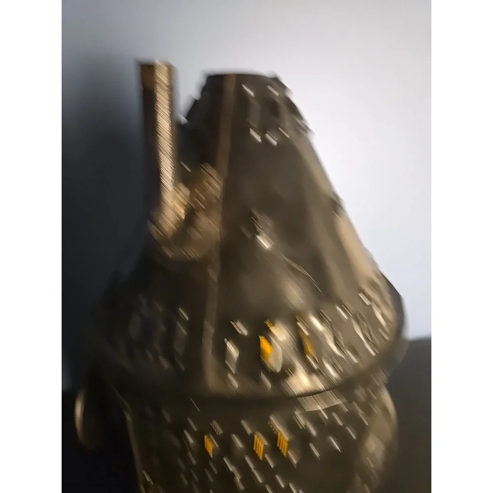Punched Tin Candle Lantern‎ Side Smoke Stack Double Glass Lenses Bullseye